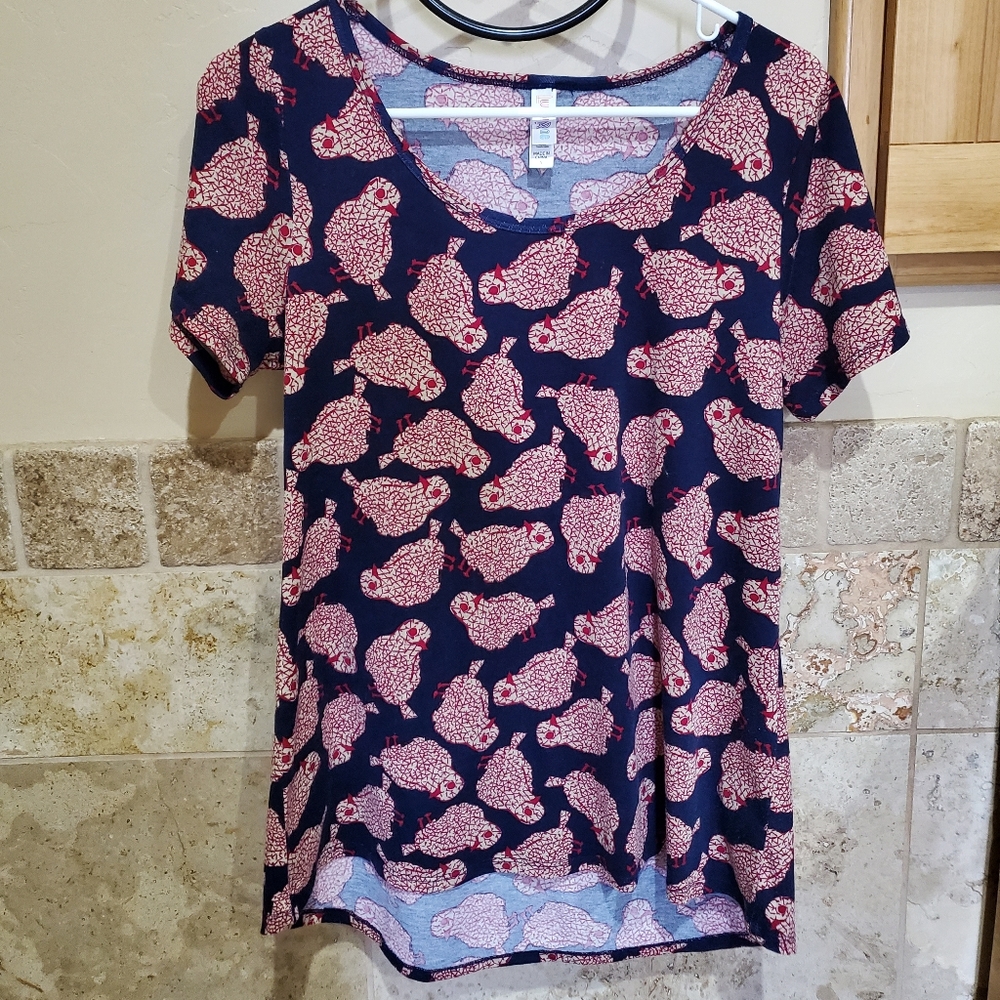LuLaRoe Scoop neck Tee Size Small Red and Blue